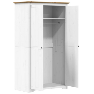 vidaXL Wardrobe BODO White and Brown 101x52x176.5 cm Solid Wood Pine - Giant Lobelia