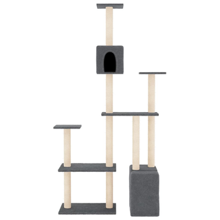 Cat Tree with Sisal Scratching Posts Dark Grey 180 cm - Giant Lobelia