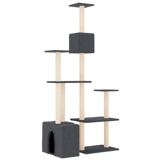 Cat Tree with Sisal Scratching Posts Dark Grey 180 cm - Giant Lobelia