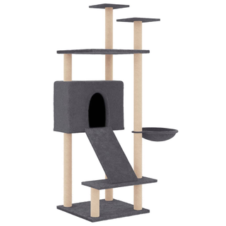 Cat Tree with Sisal Scratching Posts Dark Grey 153 cm - Giant Lobelia