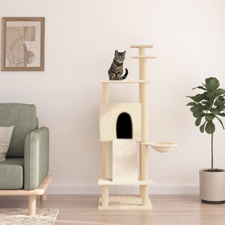 Cat Tree with Sisal Scratching Posts Cream 153 cm - Giant Lobelia