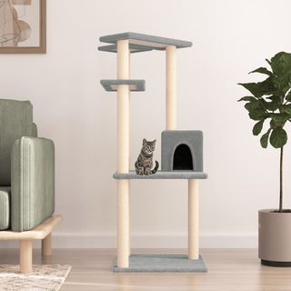 Cat Tree with Sisal Scratching Posts Light Grey 123 cm - Giant Lobelia