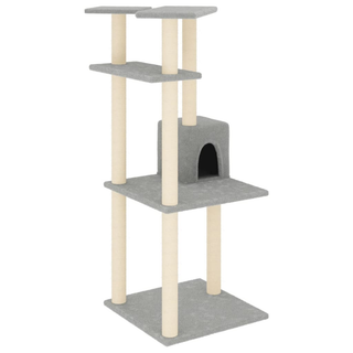 Cat Tree with Sisal Scratching Posts Light Grey 123 cm - Giant Lobelia