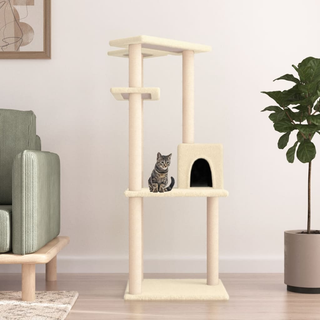 Cat Tree with Sisal Scratching Posts Cream 123 cm - Giant Lobelia