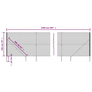 Wire Mesh Fence with Spike Anchors Green 2x25 m - Giant Lobelia