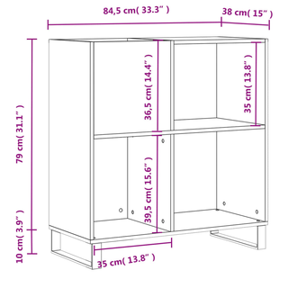 Record Cabinet Grey Sonoma 84.5x38x89 cm Engineered Wood - Giant Lobelia