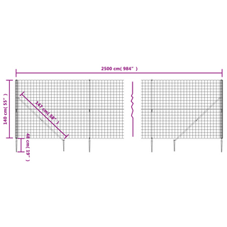 Wire Mesh Fence with Spike Anchors Green 1.4x25 m - Giant Lobelia