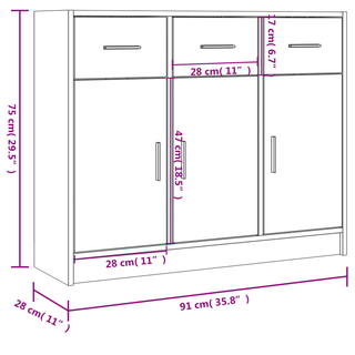 Sideboard Sonoma Oak 91x28x75 cm Engineered Wood - Giant Lobelia