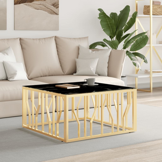 vidaXL Coffee Table Gold 80x80x40 cm Stainless Steel and Glass - Giant Lobelia