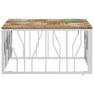 vidaXL Coffee Table Silver Stainless Steel and Solid Wood Reclaimed - Giant Lobelia