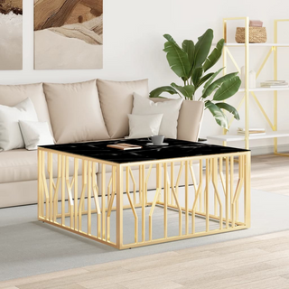 vidaXL Coffee Table Gold 100x100x50 cm Stainless Steel and Glass - Giant Lobelia