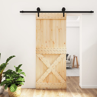 Sliding Door with Hardware Set 85x210 cm Solid Wood Pine - Giant Lobelia