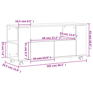 vidaXL TV Cabinet Black 102x34.5x43 cm Engineered Wood - Giant Lobelia