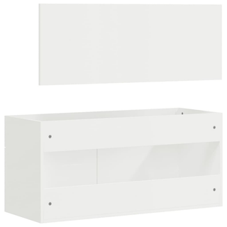 Bathroom Cabinet with Mirror High Gloss White Engineered Wood - Giant Lobelia