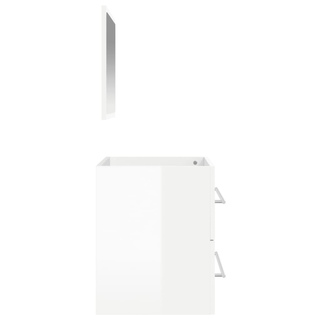 Bathroom Cabinet with Mirror High Gloss White Engineered Wood - Giant Lobelia