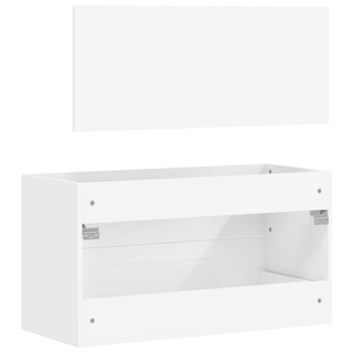 Bathroom Cabinet with Mirror High Gloss White Engineered Wood - Giant Lobelia