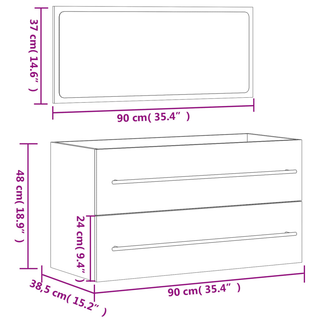 Bathroom Cabinet with Mirror High Gloss White Engineered Wood - Giant Lobelia