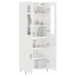 vidaXL Highboard High Gloss White 69.5x34x180 cm Engineered Wood - Giant Lobelia