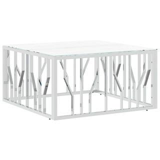 vidaXL Coffee Table Silver 80x80x40 cm Stainless Steel and Glass - Giant Lobelia