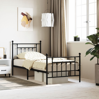 Metal Bed Frame with Headboard and Footboard Black 80x200 cm - Giant Lobelia