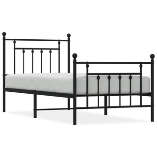 Metal Bed Frame with Headboard and Footboard Black 80x200 cm - Giant Lobelia