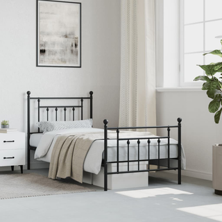 Metal Bed Frame with Headboard and Footboard Black 80x200 cm - Giant Lobelia