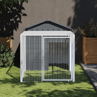 Chicken Cage with Run Anthracite 117x201x123 cm Galvanised Steel - Giant Lobelia