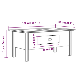 Coffee Table BODO White and Brown 100x55x45 cm Solid Wood Pine - Giant Lobelia