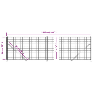 Wire Mesh Fence with Flange Anthracite 0.8x25 m - Giant Lobelia