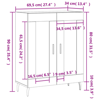 vidaXL Sideboard Sonoma Oak 69.5x34x90 cm Engineered Wood - Giant Lobelia