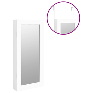 Mirror Jewellery Cabinet Wall Mounted White 30x8.5x67 cm - Giant Lobelia