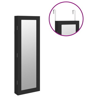 Mirror Jewellery Cabinet Wall Mounted Black 30x8.5x90 cm - Giant Lobelia