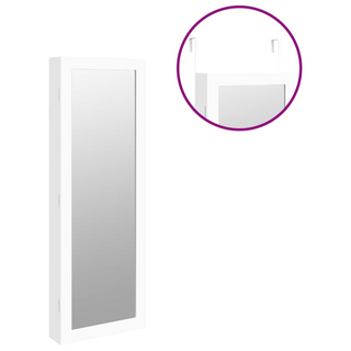 Mirror Jewellery Cabinet Wall Mounted White 37.5x10x106 cm - Giant Lobelia