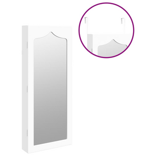 Mirror Jewellery Cabinet Wall Mounted White 37.5x10x90 cm - Giant Lobelia