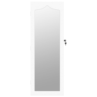 Mirror Jewellery Cabinet Wall Mounted White 37.5x10x106 cm - Giant Lobelia