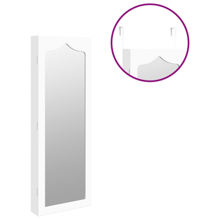 Mirror Jewellery Cabinet Wall Mounted White 37.5x10x106 cm - Giant Lobelia