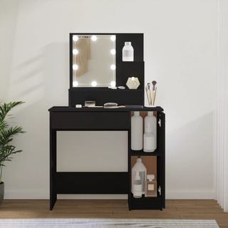 Dressing Table with LED Black 86.5x35x136 cm - Giant Lobelia