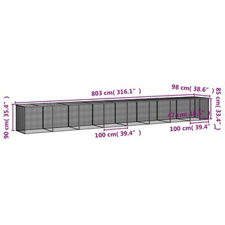 Chicken Cage with Roof Anthracite 803x98x90 cm Galvanised Steel - Giant Lobelia