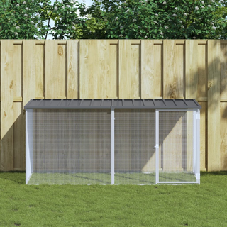 Chicken Cage with Roof Anthracite 203x98x90 cm Galvanised Steel - Giant Lobelia