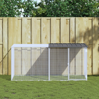 Chicken Cage with Roof Anthracite 203x98x90 cm Galvanised Steel - Giant Lobelia