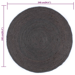 vidaXL Handmade Rug Jute Round 240 cm Dark Grey - Giant Lobelia