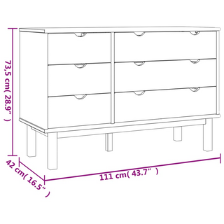 vidaXL Drawer Cabinet OTTA 111x42x73.5cm Solid Wood Pine - Giant Lobelia