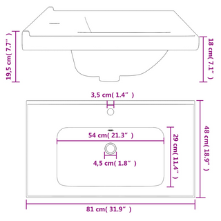 Bathroom Sink White 81x48x19.5 cm Rectangular Ceramic - Giant Lobelia