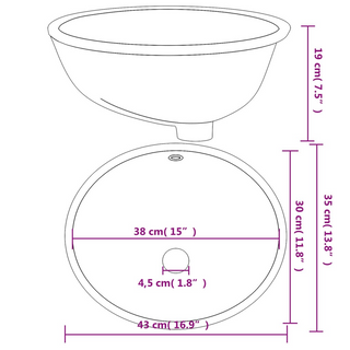 Bathroom Sink White 43x35x19 cm Oval Ceramic - Giant Lobelia