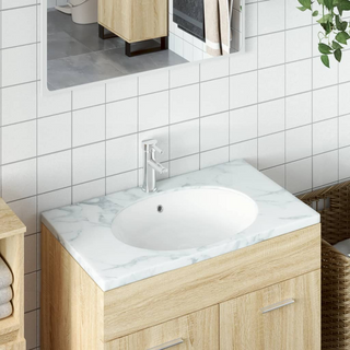 Bathroom Sink White 47x39x21 cm Oval Ceramic - Giant Lobelia