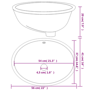 Bathroom Sink White 56x41x20 cm Oval Ceramic - Giant Lobelia