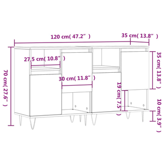 vidaXL Sideboards 2 pcs White Engineered Wood - Giant Lobelia