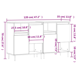 vidaXL Sideboards 2 pcs Brown Oak Engineered Wood - Giant Lobelia