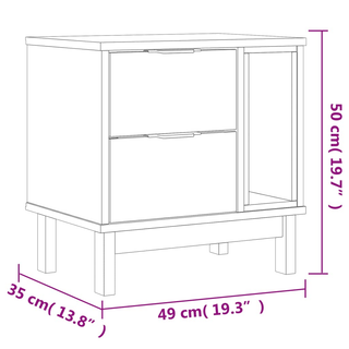 Bedside Cabinet "FLAM" 49x35x50 cm Solid Wood Pine - Giant Lobelia