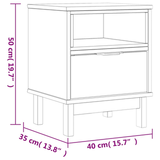 Bedside Cabinet "FLAM" 40x35x50 cm Solid Wood Pine - Giant Lobelia